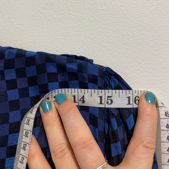 Vintage Satin Checkered Ruffle Top - Picture 9 of 10